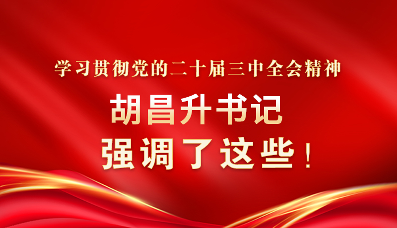圖解|學(xué)習(xí)貫徹黨的二十屆三中全會(huì)精神 胡昌升書記強(qiáng)調(diào)了這些！